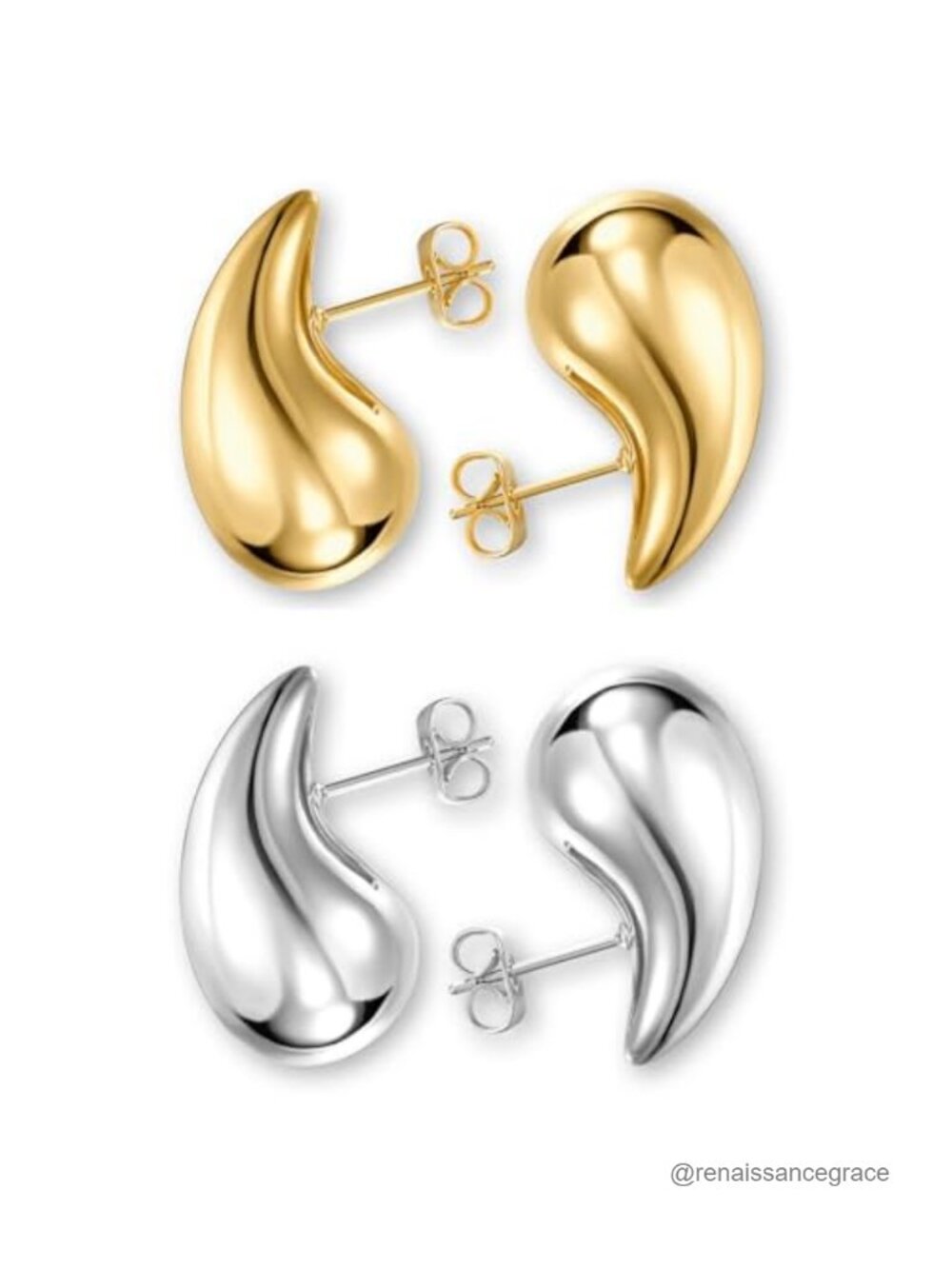 18K Gold Plated Chunky Teardrop Hoop Earrings for Women Hypoallergenic
